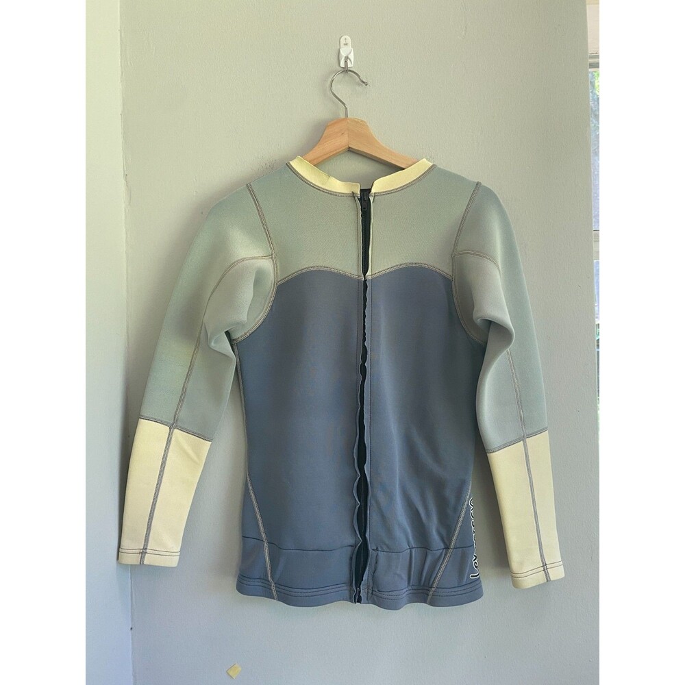 Lemorecn Neoprene Wet Suit Jacket Top Women Sz 6 Full Zip Mint Green Yellow Gray